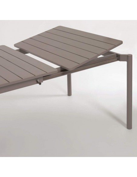 Mesa de exterior extensível Zaltana 180/240 x 100, alumínio Marrom