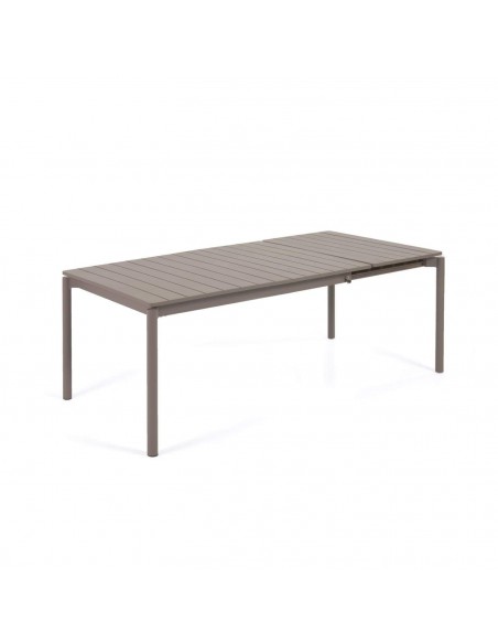 Mesa de exterior extensível Zaltana 140/200 x 90, em alumínio marrom