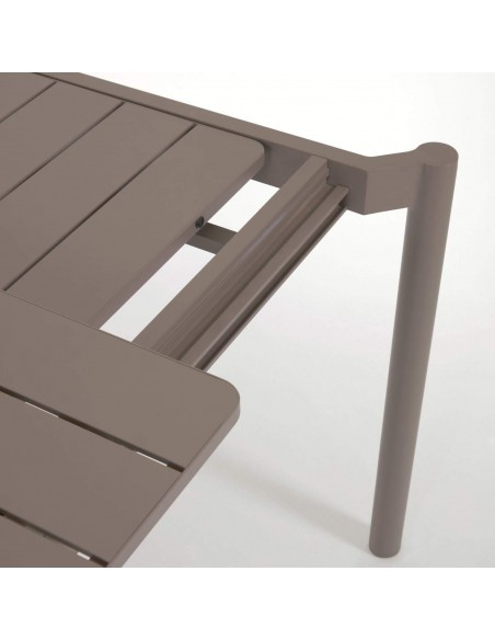 Mesa de exterior extensível Zaltana 140/200 x 90, em alumínio marrom