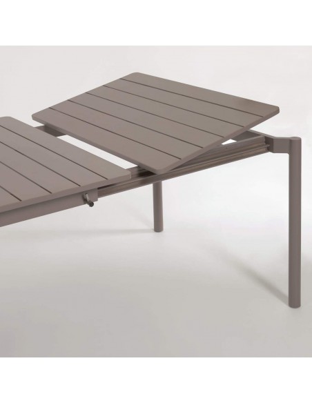 Mesa de exterior extensível Zaltana 140/200 x 90, em alumínio marrom