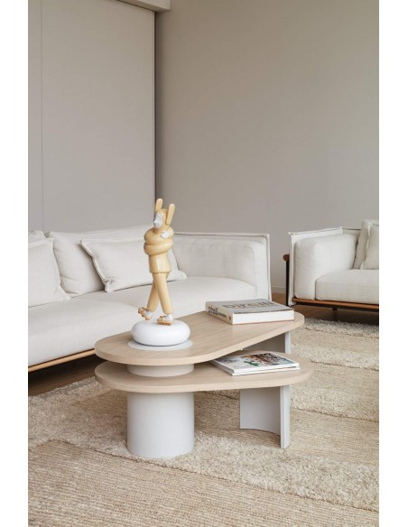 TEULAT MESA nido de CENTRO NORI 120 x 50, MDF NATURAL CLARO y PATA CREMA