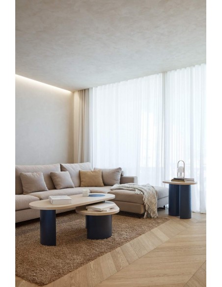 TEULAT MESA nido de CENTRO NORI 120 x 50, MDF NATURAL CLARO y PATA AZUL