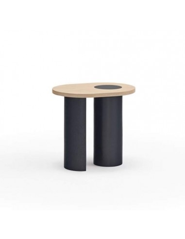 TEULAT mesa de canto NORI 60 x 45, MDF NATURAL CLARO y PATA AZUL