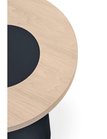 TEULAT mesa de canto NORI 60 x 45, MDF NATURAL CLARO y PATA AZUL