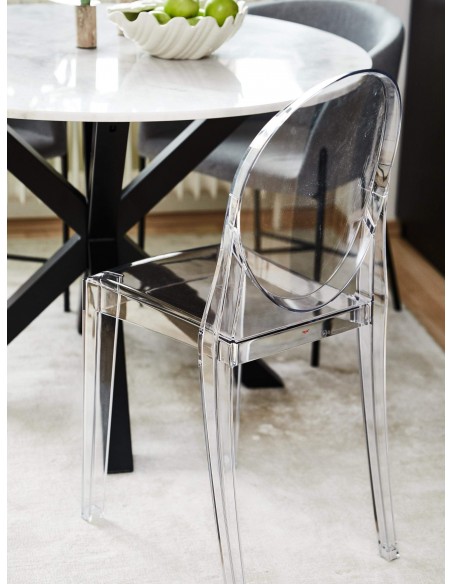 Cadeira Neoclássica Bourbon ghost, Policarbonato Transparente