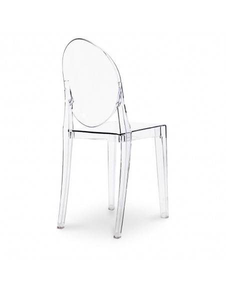 Silla neoclásica Borbón ghost, policarbonato transparente