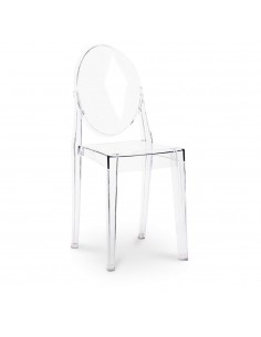 Silla neoclásica Borbón ghost, policarbonato transparente