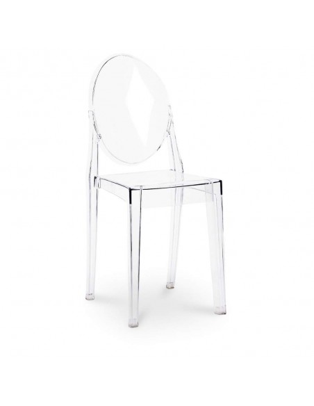 Silla neoclásica Borbón ghost, policarbonato transparente