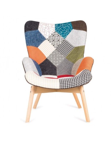Poltrona nórdica Knut em tecido patchwork,...