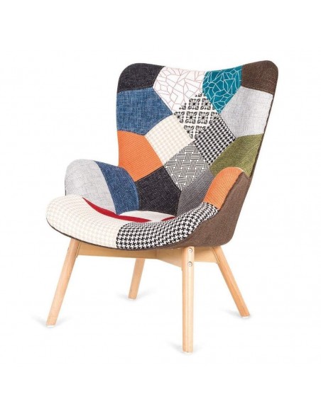 Butaca nórdica Knut Tejido Patchwork, multicolor