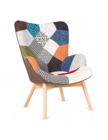 Butaca nórdica Knut Tejido Patchwork, multicolor