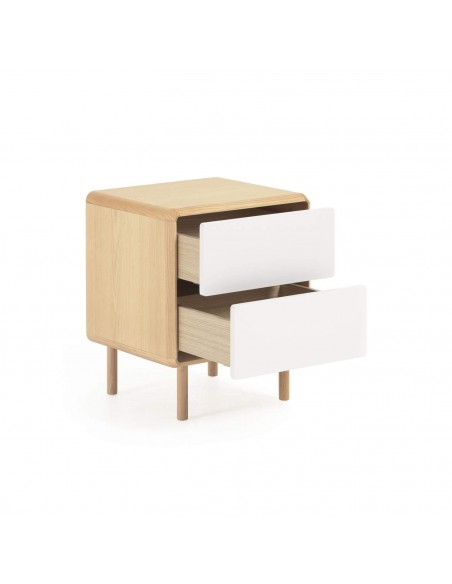 Mesita de noche Anielle 50 x 58,4 cm. Madera maciza y chapa de fresno