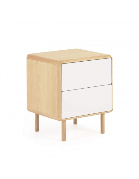 Mesita de noche Anielle 50 x 58,4 cm. Madera maciza y chapa de fresno