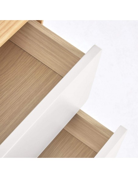 Mesita de noche Anielle 50 x 58,4 cm. Madera maciza y chapa de fresno