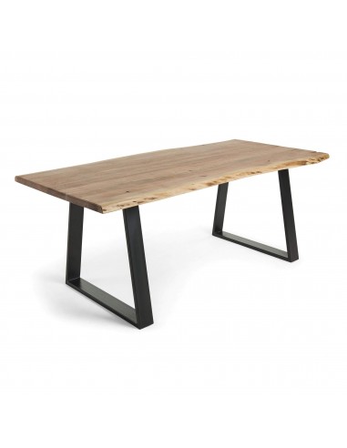 SONO Mesa de diseño Industrial , 160x90 negro, acacia natural.