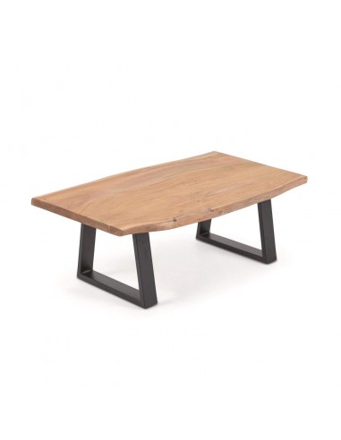 Mesa de centro Sono 40 x 115 cm. Madera maciza de acacia y patas de acero negro