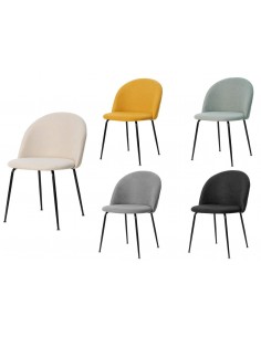 Silla LAILA de diseño moderno, tela y metal negro