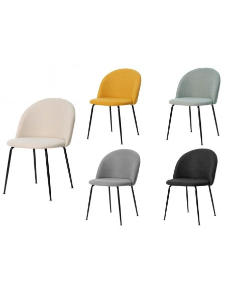 Cadeira LAILA de design moderno, tecido e metal preto