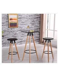 Mesa alta Design nórdico OTILIO 60 cm. Madeira, tampo preto 2