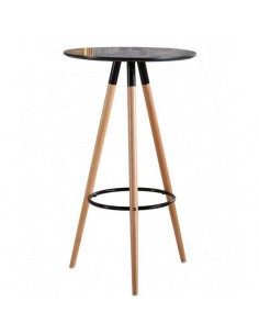 Mesa Alta diseño nórdico OTILIO 60 cm. Madera, tapa negra