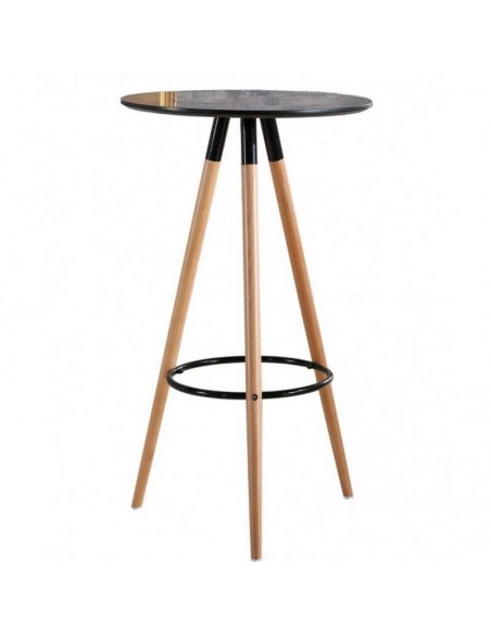 Mesa alta Design nórdico OTILIO 60 cm. Madeira, tampo preto