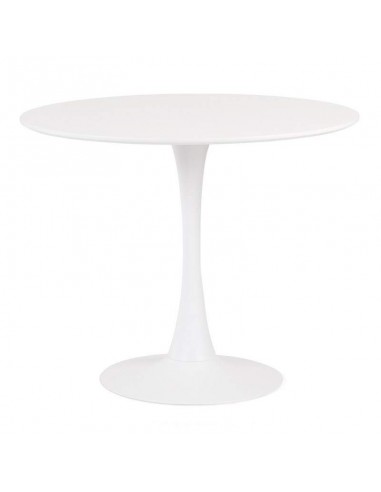 Mesa redonda DOCK 80, base de metal y tapa lacada blanco