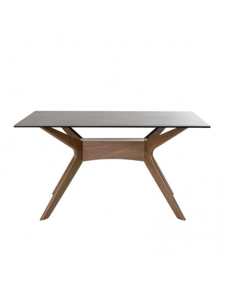 Mesa de jantar ELOISE 160x90, porcelana cinza Athena, madeira de nogueira.