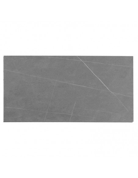 Mesa comedor ELOISE 160x90, porcelánico gris Atenea, madera Nogal.