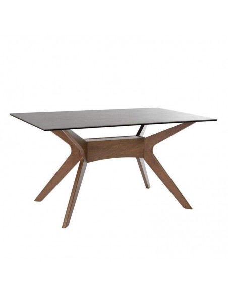 Mesa de jantar ELOISE 160x90, porcelana cinza Athena, madeira de nogueira.