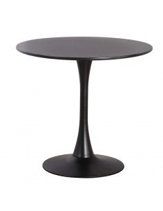 Mesa redonda DOCK 90, base em metal e tampo lacado preto