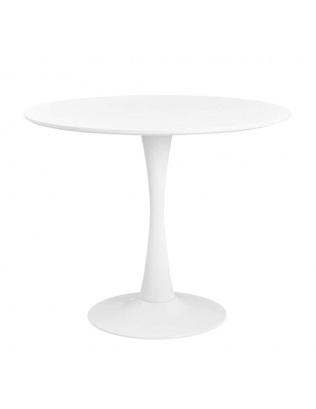 Mesa redonda DOCK 90, base de metal y tapa lacada blanco