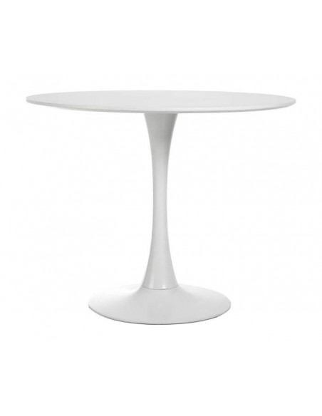 Mesa redonda DOCK 90, base em metal e tampo lacado branco