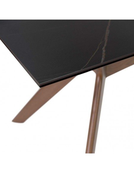 Mesa comedor ELOISE 160x90, porcelánico Sahara/Nogal.