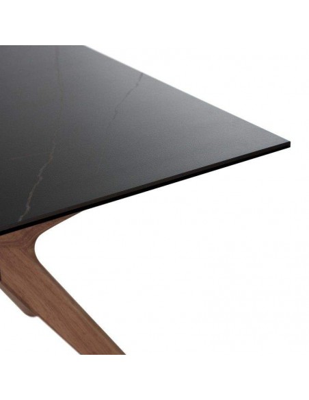 Mesa comedor ELOISE 160x90, porcelánico Sahara/Nogal.