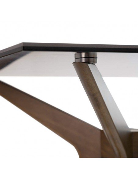Mesa comedor ELOISE 160x90, porcelánico Mármol Creta/Nogal.