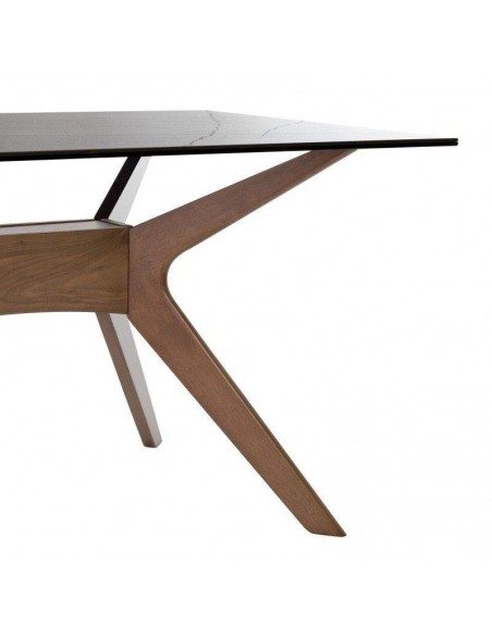 Mesa comedor ELOISE 140x90, porcelánico Sahara, Nogal.