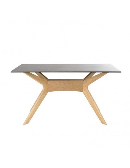 Mesa comedor ELOISE 160x90, porcelánico gris Atenea, roble.