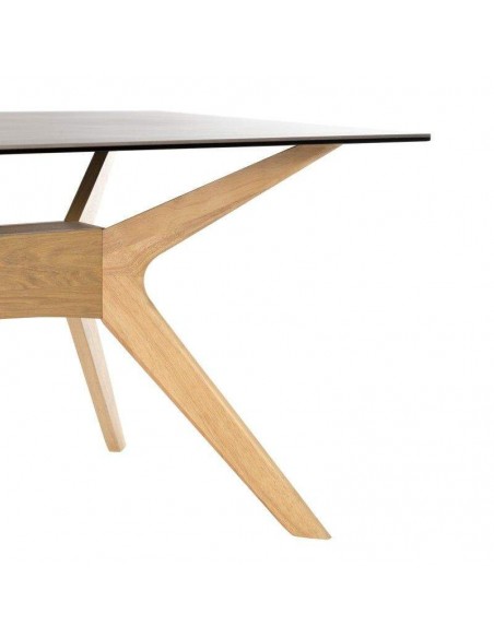 Mesa de jantar ELOISE 160x90, porcelana cinza Athena, carvalho.