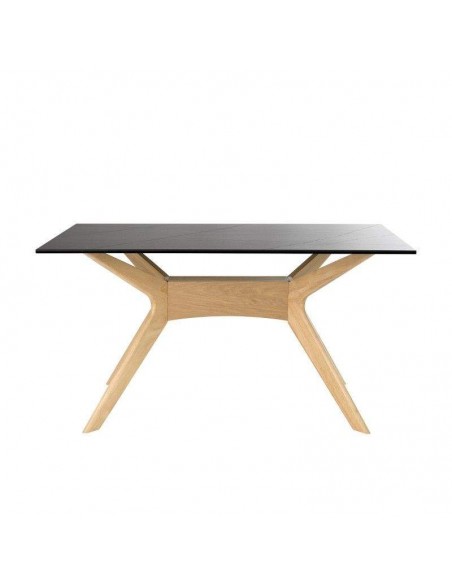 Mesa comedor ELOISE 160x90, porcelánico Sahara, roble.