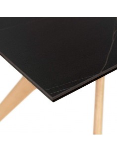 Mesa comedor ELOISE 160x90, porcelánico Sahara, roble. 2