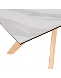 Mesa comedor ELOISE 160x90, porcelánico Mármol Creta, roble. 2