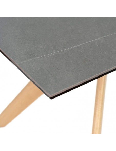 Mesa de jantar ELOISE 140x90, porcelana cinza Athena, carvalho.