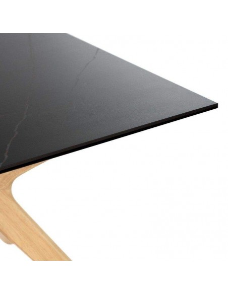 Mesa comedor ELOISE 140x90, porcelánico Sahara, roble.