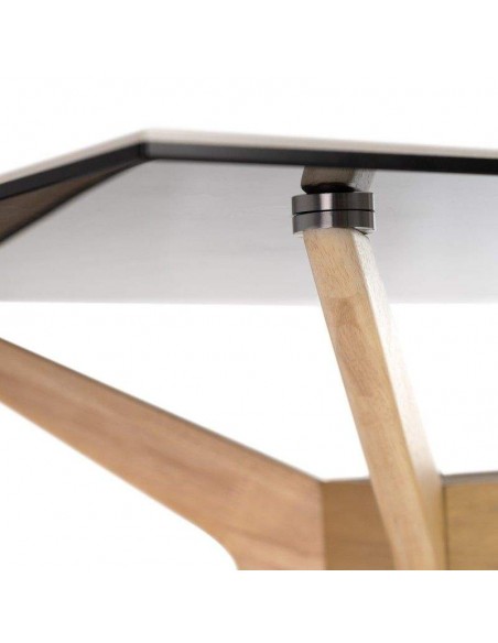Mesa comedor ELOISE 140x90, porcelánico Sahara, roble.