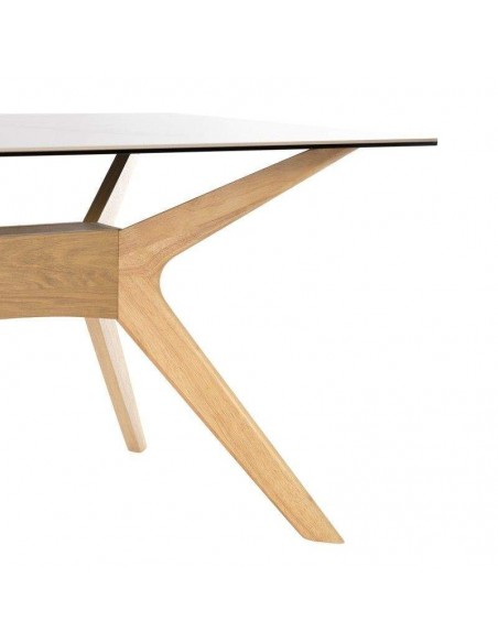 Mesa de jantar ELOISE 140x90, porcelana Mármol Creta, carvalho.