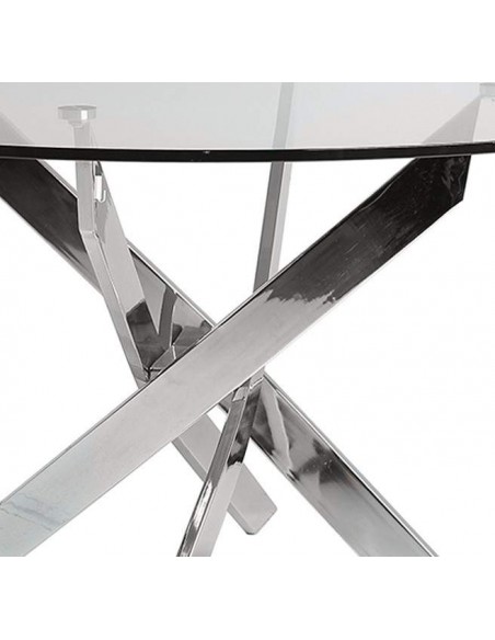 Thur 140 Mesa Redonda De Comedor De Diseño, Cromada, Cristal Thur 140 Mesa Redonda De Comedor De Diseño, Cromada, Cristal