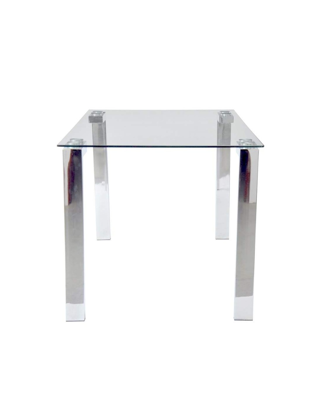 Mesa SIGRID 160x80, acero inoxidable, DM con tapa de cristal