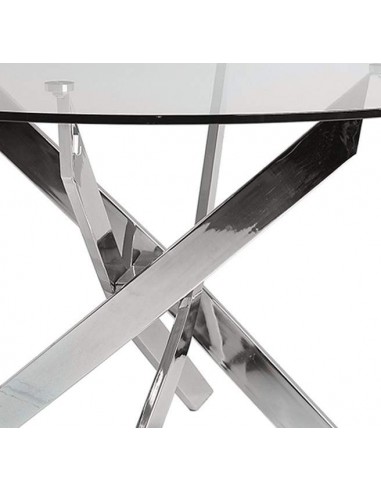 Thur 120 Mesa Redonda De Comedor De Diseño, Cromada, Cristal