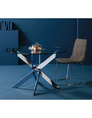 Thur 120 mesa-redonda do projeto de sala de jantar, cromo, vidro