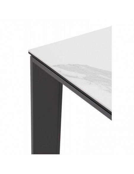 Mesa comedor extensible LISA 140x90, porcelánico mármol Creta y metal antracita